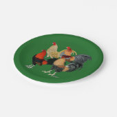 Vier Gamecocks Pappteller (Schrägansicht)