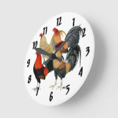 Vier Gamecocks Runde Wanduhr (Winkel)