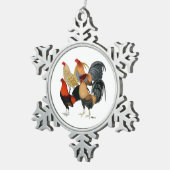 Vier Gamecocks Schneeflocken Zinn-Ornament (Rechts)