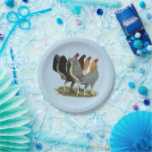 Vier Gamefowl Hennen Pappteller (Party)