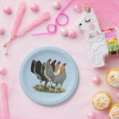 Vier Gamefowl Hennen Pappteller (Party)