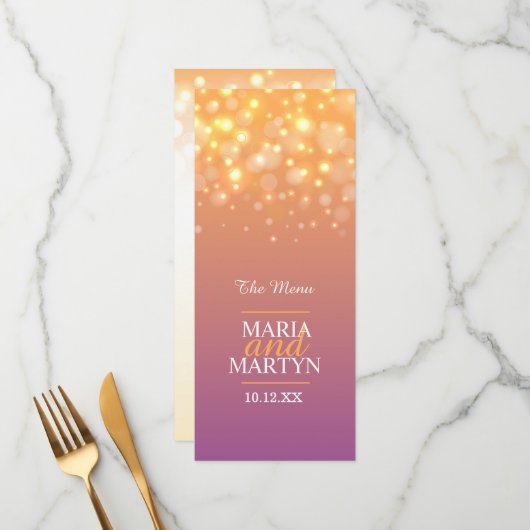 Vier-Gänge-Menü mit Champagner Menükarte (Vorderseite/Rückseite Beispiel)