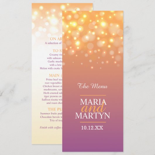 Vier-Gänge-Menü mit Champagner Menükarte (Vorne/Hinten)