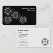 Vier Gänge - weiß auf schwarz - weißer Rücken Visitenkarte (Vorne/Hinten)