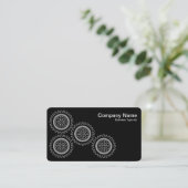 Vier Gänge - weiß auf schwarz - weißer Rücken Visitenkarte (Stehend Vorderseite)