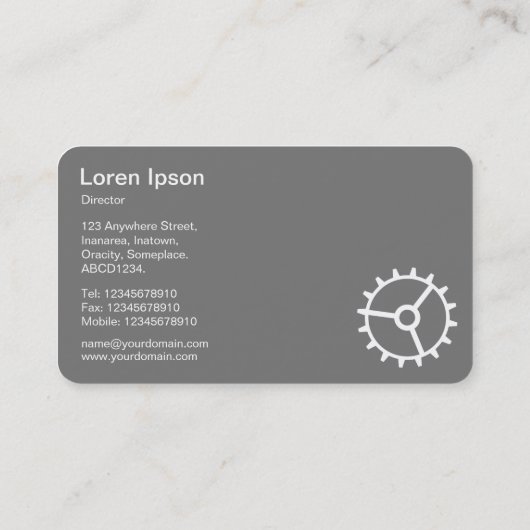 Vier Gears III - Weiß auf Ruby Red - Grau zurück Visitenkarte (Rückseite)