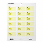 Vier gelbe Bananen. Adressaufkleber (Vorne)