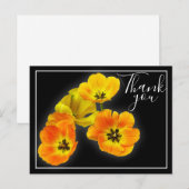 Vier gelbe Orange Tulips Schwarzer Hintergrund Vie Postkarte (Vorne/Hinten)