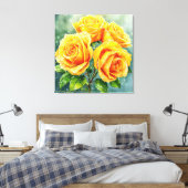 Vier gelbe Rosen Leinwanddruck (Insitu (Schlafzimmer))