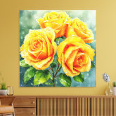 Vier gelbe Rosen Leinwanddruck (Insitu (Wohnzimmer))