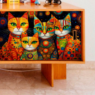 Vier Gemusterte Katzen Dekoupage Tissue Paper Seidenpapier