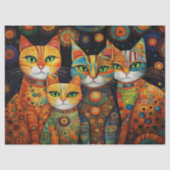 Vier Gemusterte Katzen Dekoupage Tissue Paper Seidenpapier (Vorderseite)