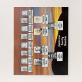 Vier Generationen Familienbaum auf orangefarbenem  Puzzle (Vertikal)