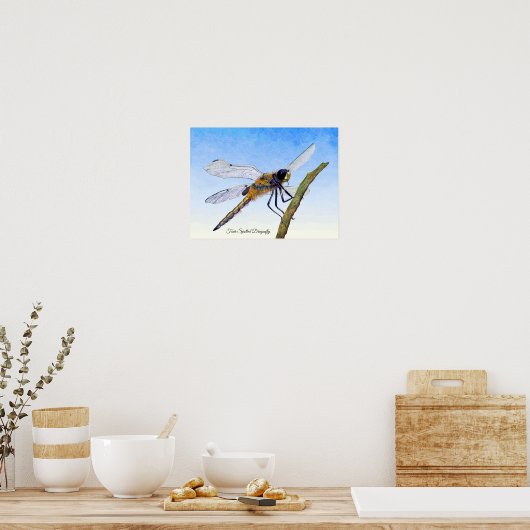 Vier-Gepunktete Chaser Dragonfly Wasserfarbenposte Poster (Küche)