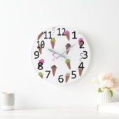 Vier Geschmacksrichtungen aus Eiskrem auf Zapfen,  Große Wanduhr (Zuhause)