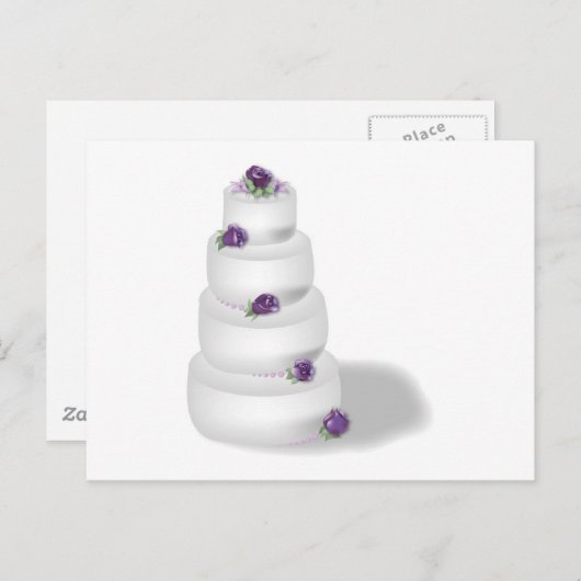 Vier gestufte Hochzeitskuchen mit Lavendel-Rose Postkarte (Vorne/Hinten)