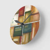 Vier getäfelte Malerei von Jennifer Goldberger Runde Wanduhr (Winkel)