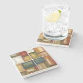 Vier getäfelte Malerei von Jennifer Goldberger Steinuntersetzer (Seitenansicht)