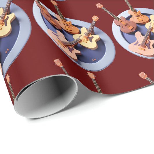 Vier Gitarren Geschenkpapier (Rolleneckpunkt)