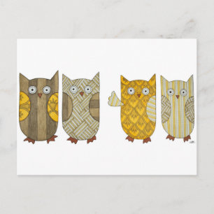 Vier Gold Owls Postkarte