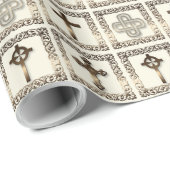 Vier goldene Kreuze Geschenkpapier (Rolleneckpunkt)