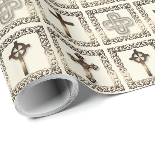 Vier goldene Kreuze Geschenkpapier (Rolleneckpunkt)