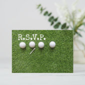 Vier Golfbälle mit T R.S.V.P. auf grün Einladung (Stehend Vorderseite)