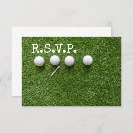 Vier Golfbälle mit T R.S.V.P. auf grün Einladung (Vorne/Hinten)