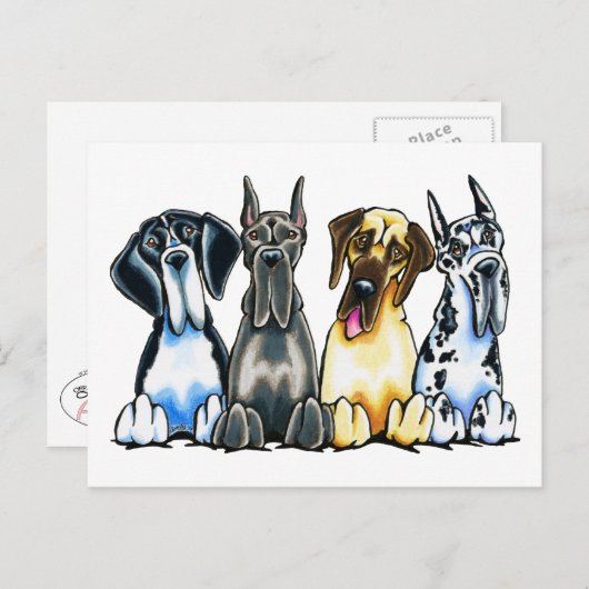 Vier große Dänen Postkarte (Vorne/Hinten)