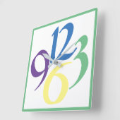 Vier große, fette und trendige Zahlen, grüne Umgeb Quadratische Wanduhr (Winkel)