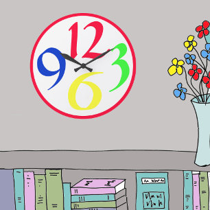 Vier große Zahlen, rote Grenze Große Wanduhr