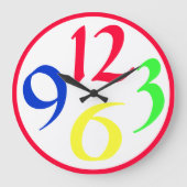 Vier große Zahlen, rote Grenze Wanduhr (Vorderseite)