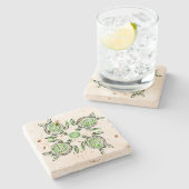 Vier grüne Schildkröten Kunst, Steinuntersetzer (Seitenansicht)