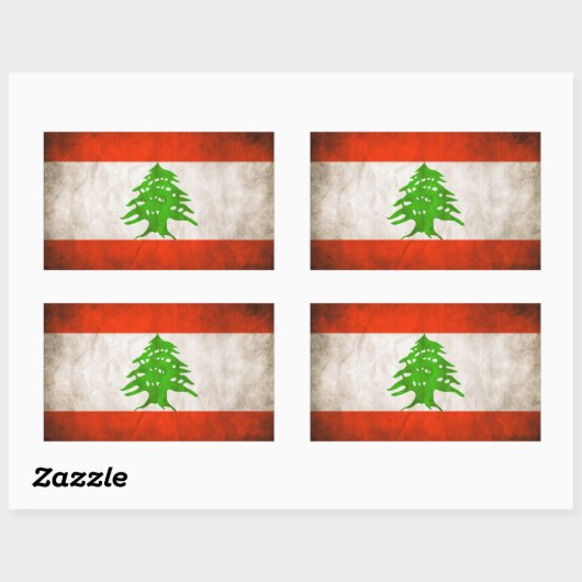 VIER Grungy Libanon Flag Rechteckiger Aufkleber (Blatt)