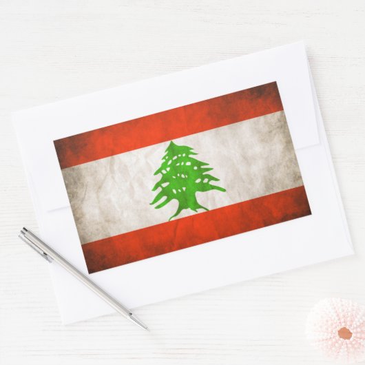 VIER Grungy Libanon Flag Rechteckiger Aufkleber (Umschlag)