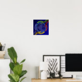 Vier Hände auf dem Earth Poster (Heimbüro)