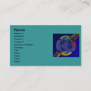 Vier Hände auf der Earth Business Card Visitenkarte