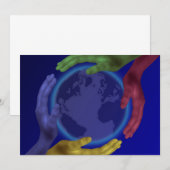 Vier Hände auf der Erde Einladung (Vorne/Hinten)