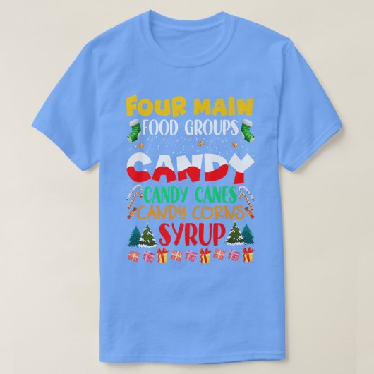 Vier Hauptmahlzeiten Candy Canes Candy Corny Candy T-Shirt (Design vorne)