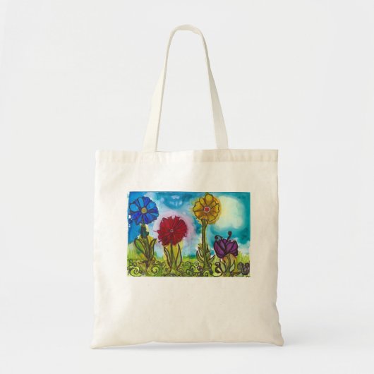 Vier helle Blumen-Garten-Tasche Tragetasche (Vorne)