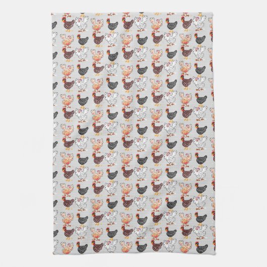 Vier Hennen Geschirrtuch (Vertikal)