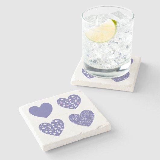 Vier Herzen Steinuntersetzer (Seitenansicht)