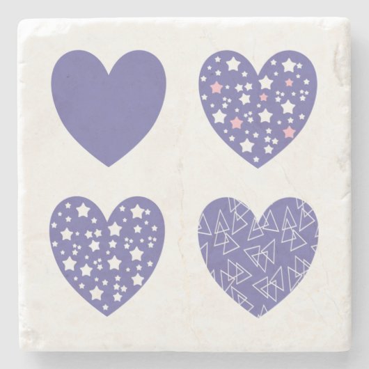 Vier Herzen Steinuntersetzer (Vorderseite)