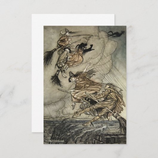 Vier Hexen "Up The Chimney" von Arthur Rackam Dankeskarte (Vorne/Hinten)