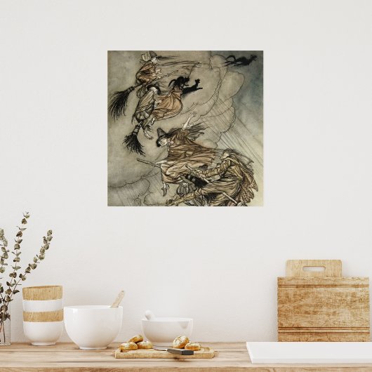 Vier Hexen "Up The Chimney" von Arthur Rackam Poster (Küche)