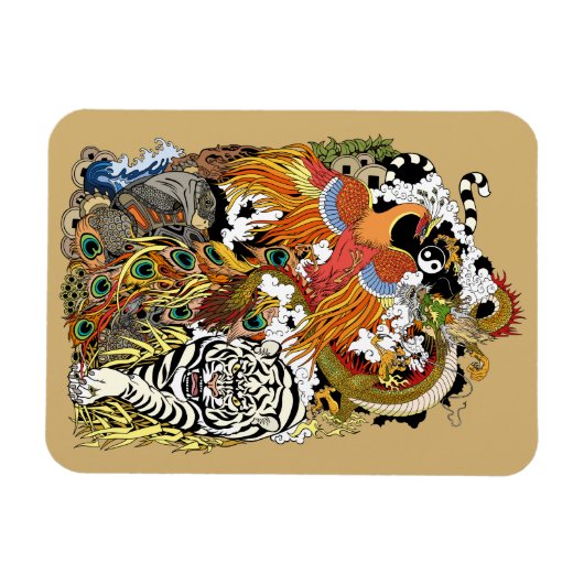 vier Himmelstiere Magnet (Horizontal)