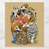 vier Himmelstiere Weinetikett (Einzelnes Label)