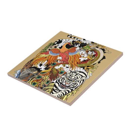 vier himmlische Tiere Fliese (Seite)