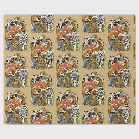 vier himmlische Tiere Geschenkpapier (Flach)