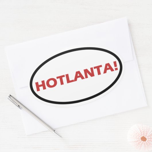 VIER "HOTLANTA!" OVALER AUFKLEBER (Umschlag)
